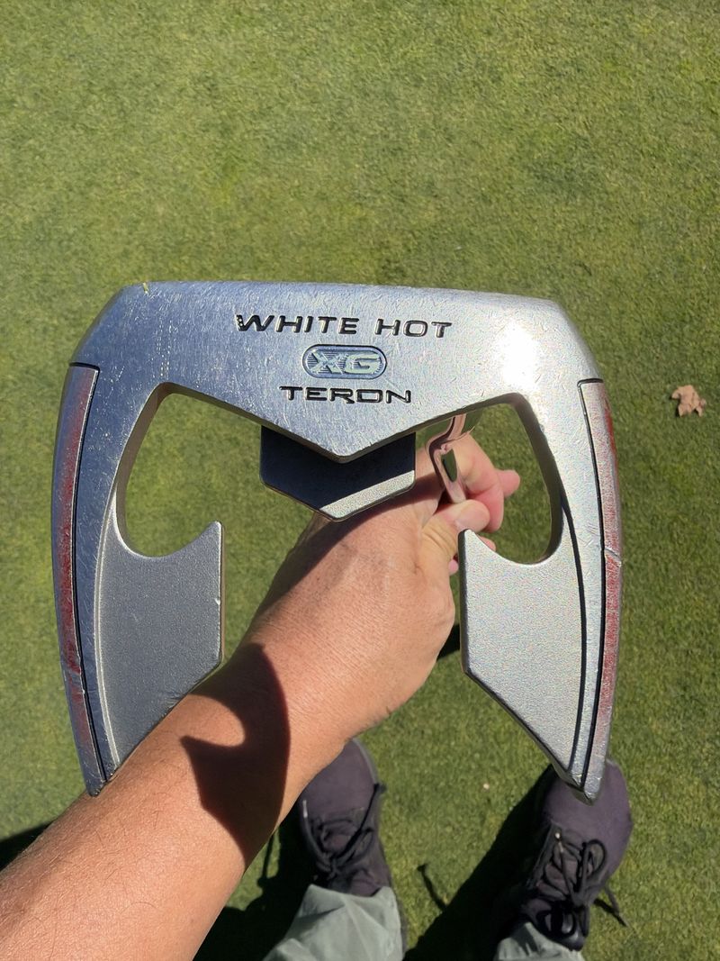 Sole of an Odyssey White Hot XG Teron putter head